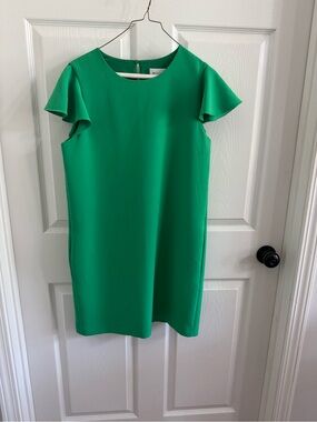 Milly Kelly Green Short Flutter-Sleeve Shift Dress